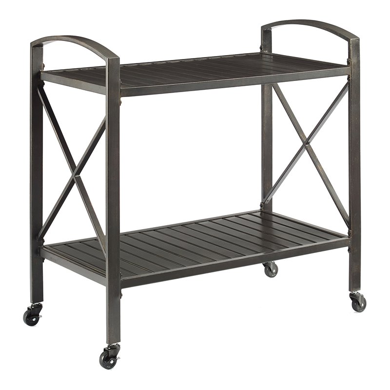 Afuera Living Metal Oil Rubbed Bronze Outdoor Bar Cart Rectangular Weather-Resistant 36.88