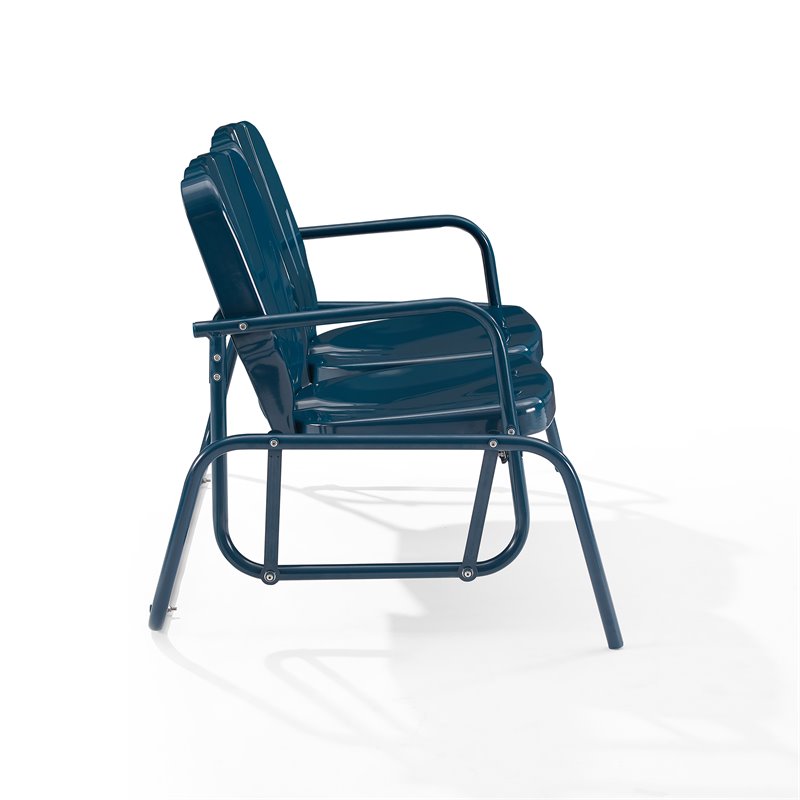 Afuera Living Modern Metal Outdoor Loveseat Glider in Navy Gloss