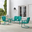 Afuera Living 4-Piece Modern Metal Outdoor Conversation Set in Turquoise Gloss