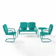 Afuera Living 4-Piece Modern Metal Outdoor Conversation Set in Turquoise Gloss