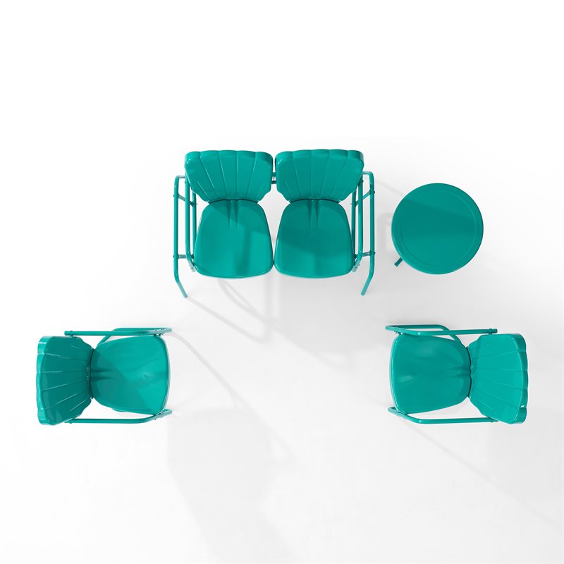 Afuera Living 4-Piece Modern Metal Outdoor Conversation Set in Turquoise Gloss