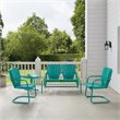 Afuera Living 4-Piece Modern Metal Outdoor Conversation Set in Turquoise Gloss