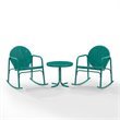 Afuera Living Steel Turquoise Rocking Chair Set Round Weatherproof 32.25