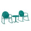 Afuera Living Steel Turquoise Rocking Chair Set Round Weatherproof 32.25