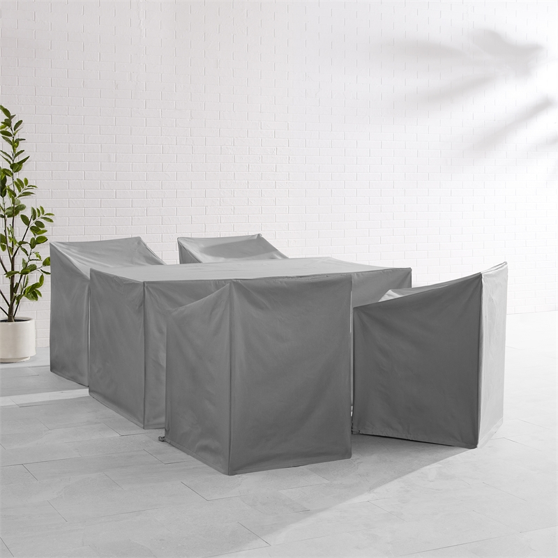 Afuera Living 5PC Vinyl Outdoor Dining Furniture Cover Set in Gray