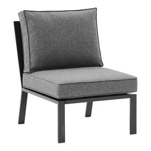 Afuera Living Modern Fabric/Steel Armless Patio Chair in Charcoal/Matte Black