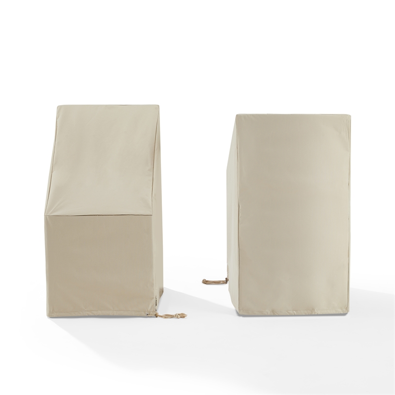 Afuera Living 2-Piece Traditional Vinyl Outdoor Side Chair Covers in Tan