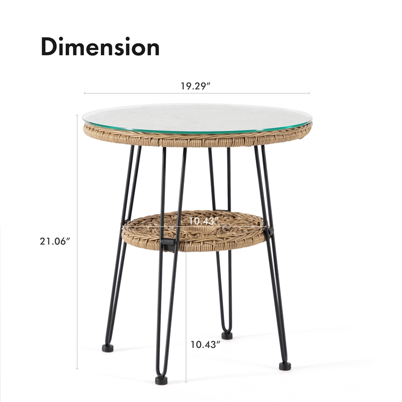 Afuera Living Wicker / Rattan Round Outdoor Coffee Table in Natural