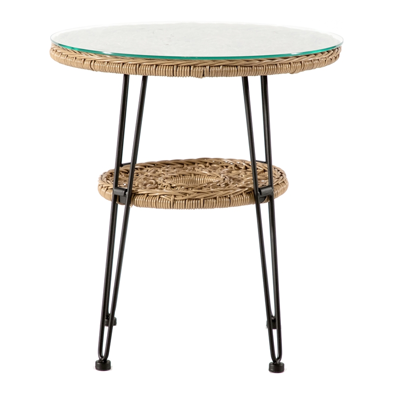 Afuera Living Wicker / Rattan Round Outdoor Coffee Table in Natural