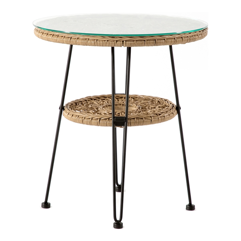 Afuera Living Wicker / Rattan Round Outdoor Coffee Table in Natural