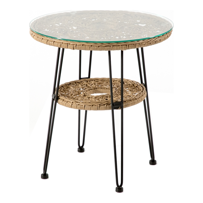 Afuera Living Wicker / Rattan Round Outdoor Coffee Table in Natural