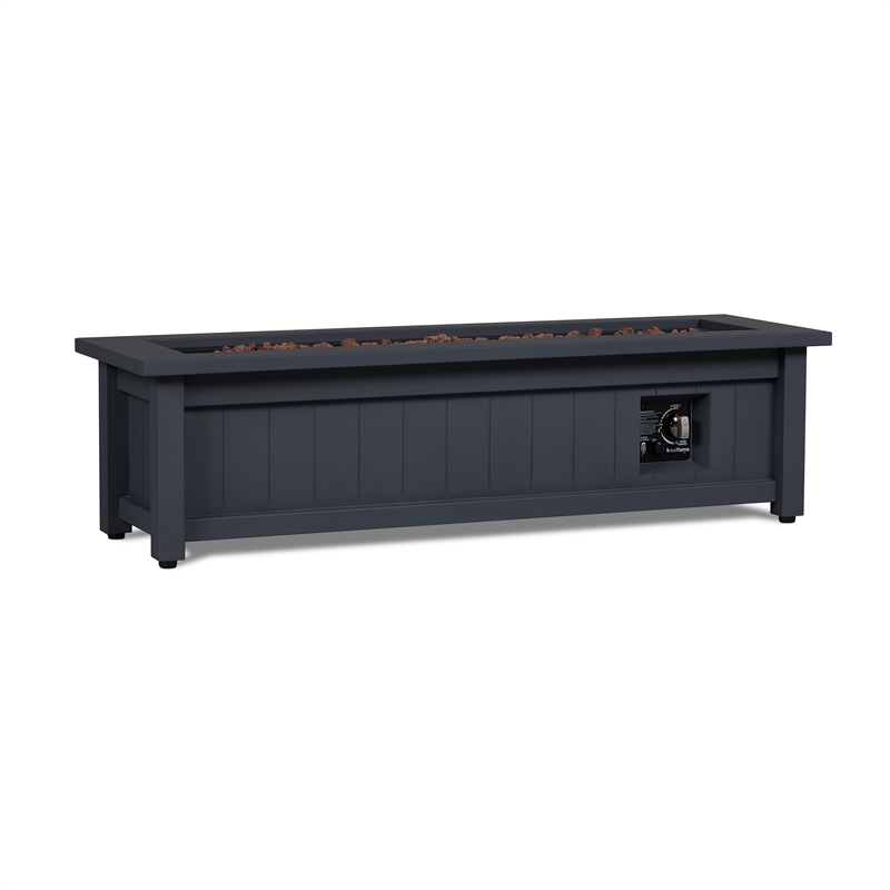 Afuera Living Modern Rectangle Metal Propane Fire Table in Gray