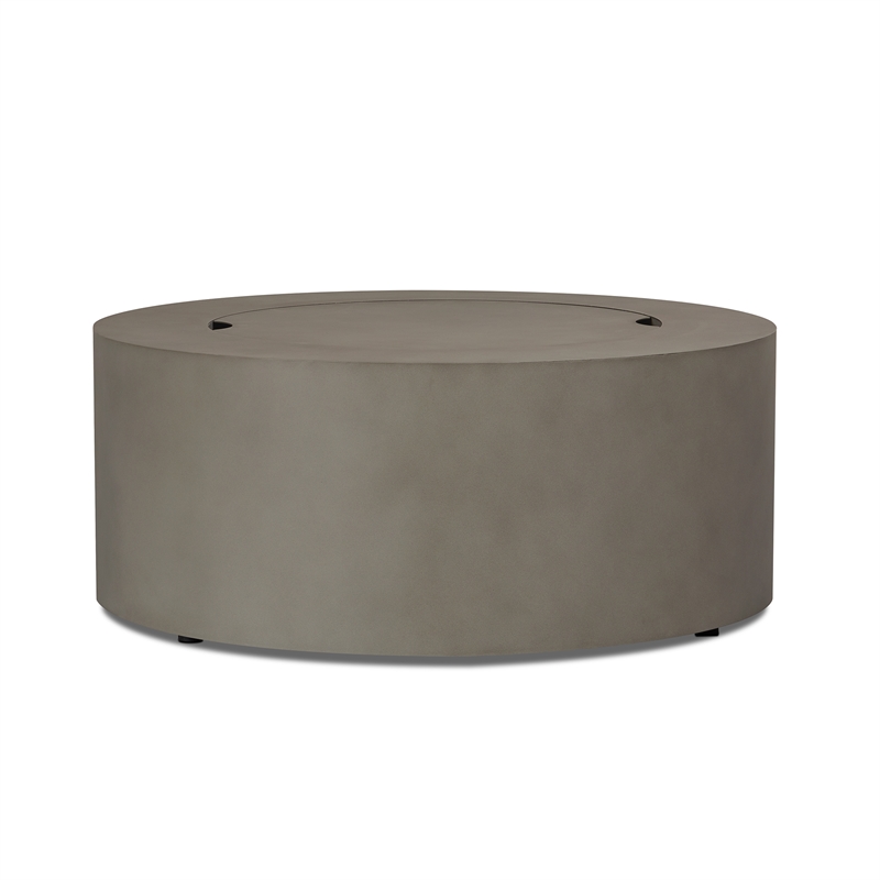 Afuera Living Round Contemporary Steel Propane Fire Table in Mist Gray
