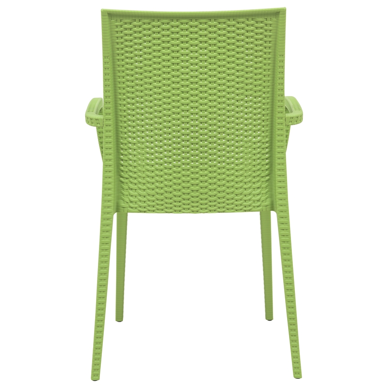 Afuera Living Modern Weave Indoor Outdoor Dining Armchair in Green