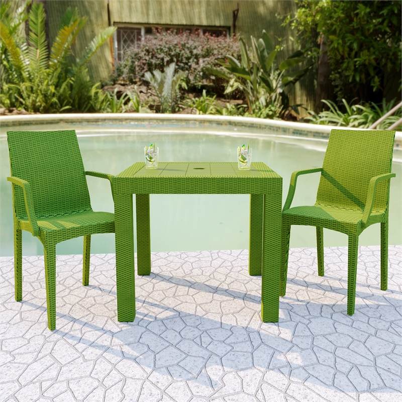Afuera Living Modern Weave Indoor Outdoor Dining Armchair in Green