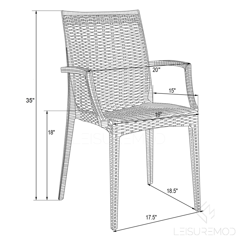Afuera Living Modern Weave Indoor Outdoor Dining Armchair in Green
