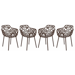 Afuera Living Modern Indoor Outdoor Aluminum Dining Armchair Brown Set of 4