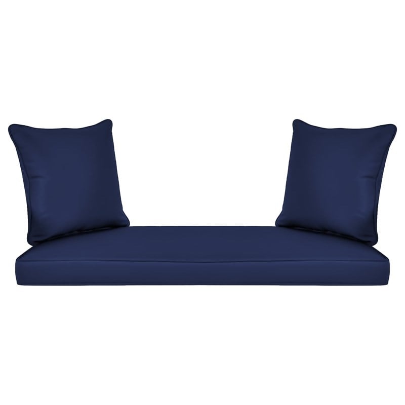 Afuera Living Wicker Porch Swing in Espresso with Blue Cushion