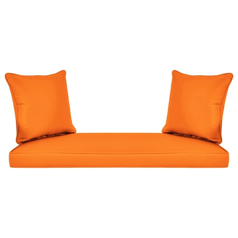 Afuera Living Wicker Porch Swing in Espresso with Orange Cushion