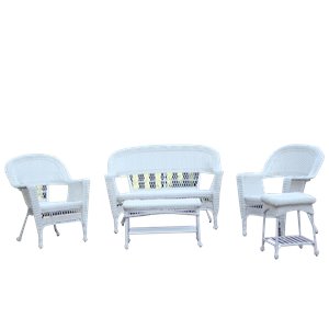Afuera Living Resin Wicker White Patio Sofa Set Rectangular All-Weather Unassembled