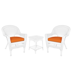 Afuera Living 3 Piece Wicker Conversation Set in Black with Orange Cushions