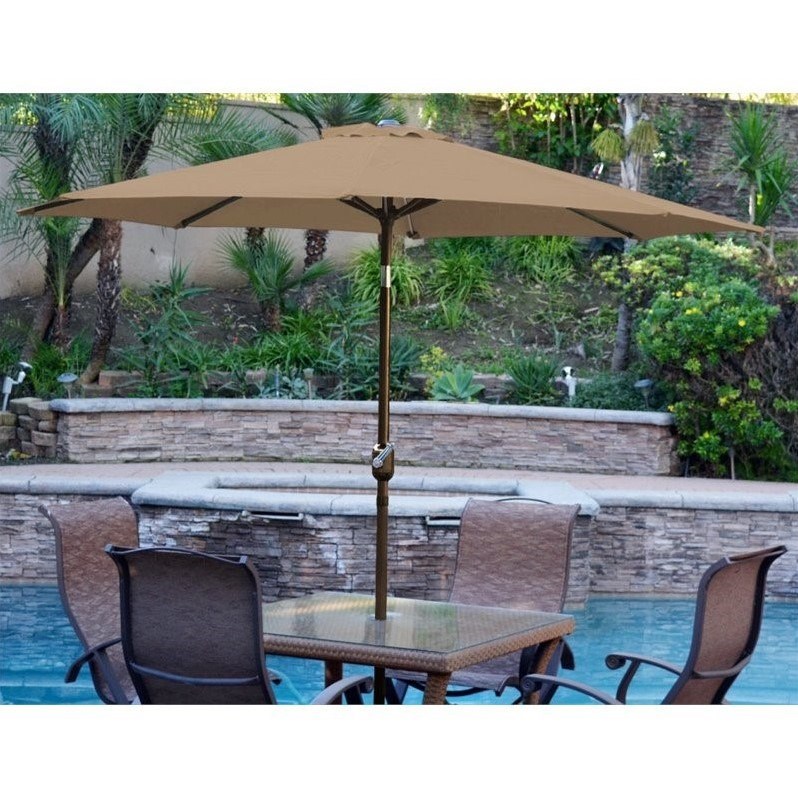 Afuera Living 9' Aluminum Market Patio Umbrella with Crank in Brown