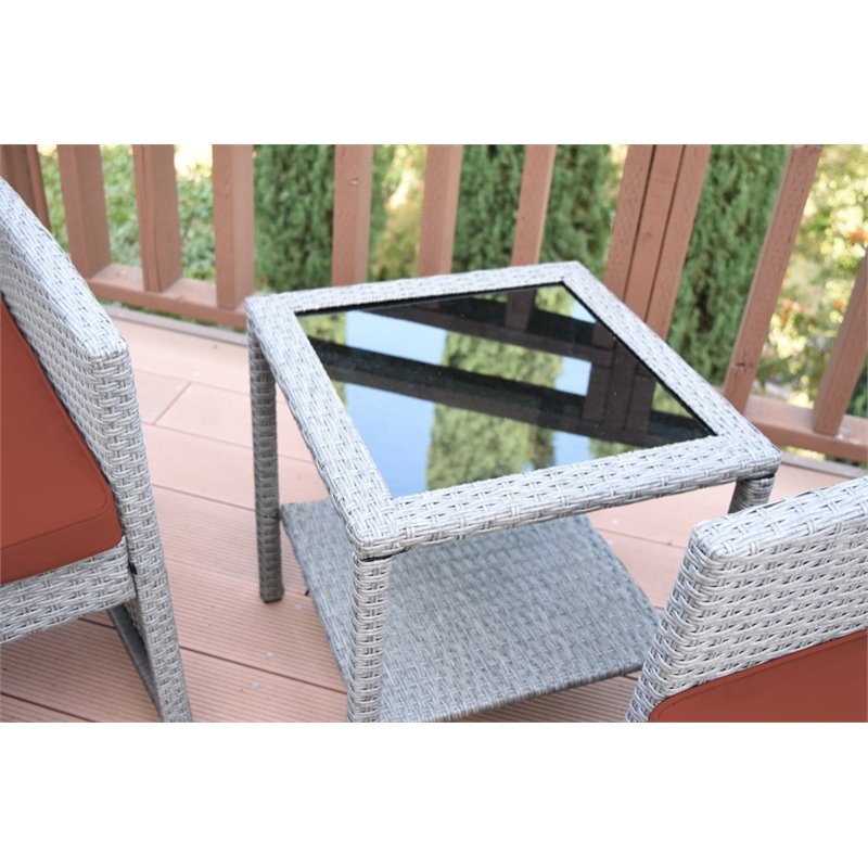 Afuera Living Contemporary 3 Piece Wicker Bistro Set in Brick Red