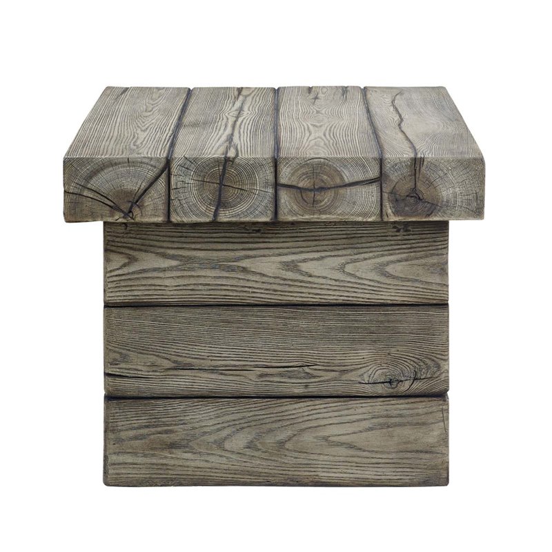 Afuera Living Modern Wood Outdoor Patio Side Table in Light Gray