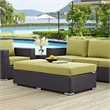 Afuera Living Rectangle Fabric Rattan Patio Ottoman in Espresso / Mocha