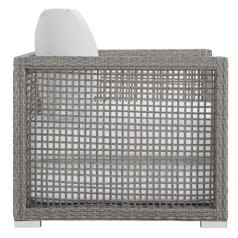 Afuera Living 3-Piece Outdoor Synthetic PE Wicker Rattan Set in Gray / White