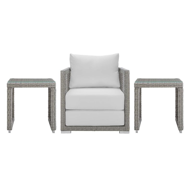 Afuera Living 3-Piece Outdoor Synthetic PE Wicker Rattan Set in Gray / White