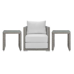 Afuera Living 3-Piece Outdoor Synthetic PE Wicker Rattan Set in Gray / White
