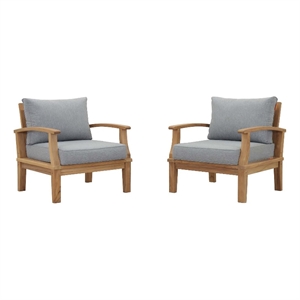 Afuera Living Solid Teak Natural/Gray Patio Sofa Sectional Set Water-Resistant 45&quotW x 32.5&quotD Assembly Required