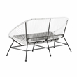 Afuera Living Outdoor Loveseat Handwoven Wicker Roping Steel Frame in White