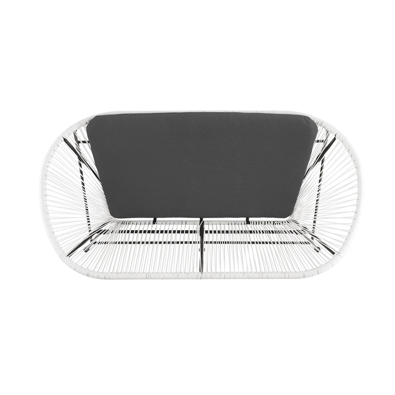 Afuera Living Outdoor Loveseat Handwoven Wicker Roping Steel Frame in White