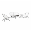 Afuera Living Outdoor Loveseat Handwoven Wicker Roping Steel Frame in White