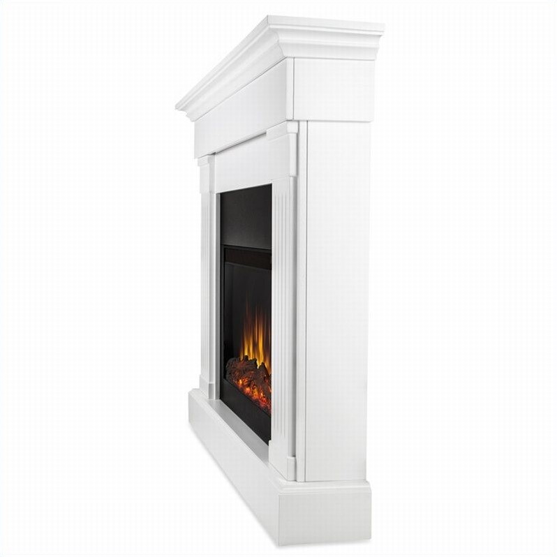 Afuera Living Modern Wood Crawford Electric Slim Line Fireplace in White