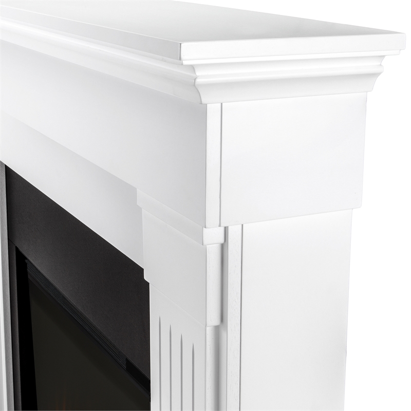 Afuera Living Modern Wood Crawford Electric Slim Line Fireplace in White