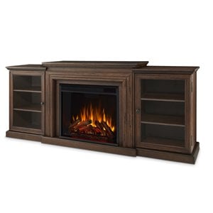 Afuera Living Solid Wood Chestnut Oak Electric Fireplace Rectangular Adjustable Thermostat 72&quotW Unassembled