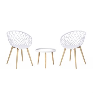 Afuera Living Contemporary Polypropylene and Steel Chat Set in White & Natural
