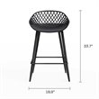 Afuera Living Contemporary Steel Counter Stool 2 Piece Set in Black