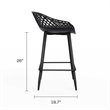 Afuera Living Contemporary Steel Counter Stool 2 Piece Set in Black