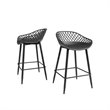 Afuera Living Contemporary Steel Counter Stool 2 Piece Set in Black