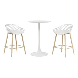 Afuera Living 3-Piece Counter Height Bistro Set in White for Indoor/Outdoor