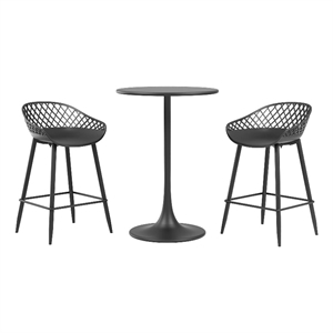 Afuera Living 3-Piece Counter Height Bistro Set in Black for Indoor/Outdoor