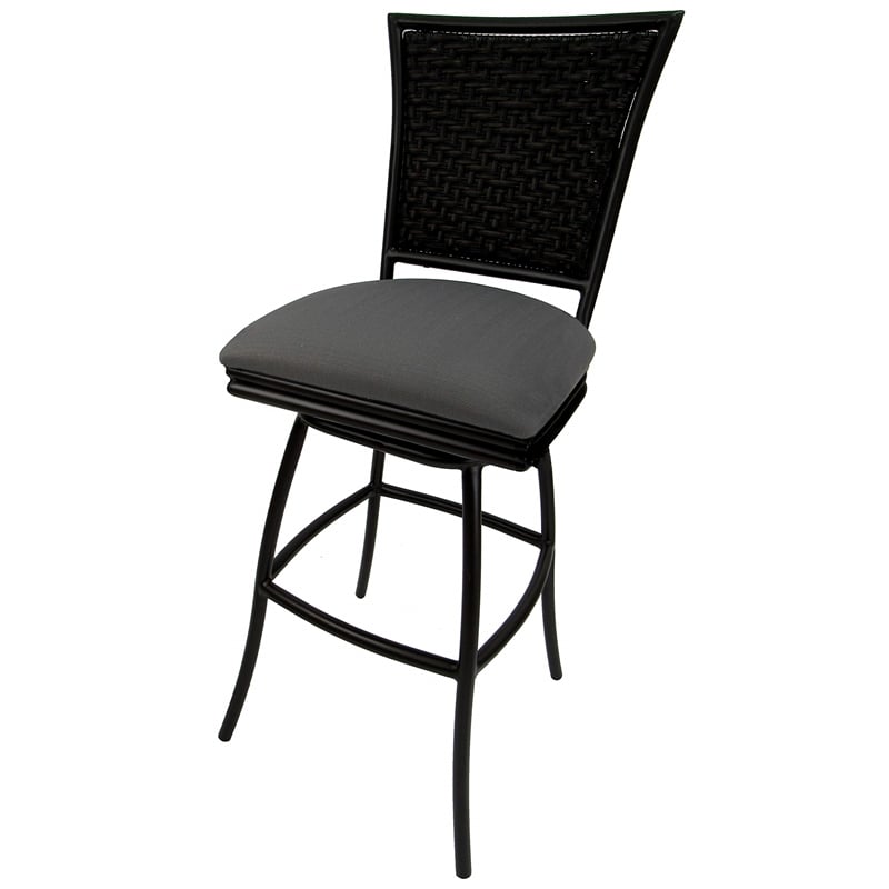 Afuera Living Outdoor Patio Extra Tall Swivel Armless Bar Stool in Gray