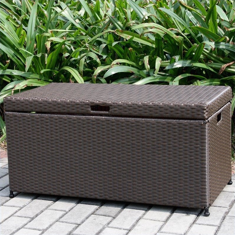 Afuera Living Modern Wicker Patio Storage Deck Box in Espresso