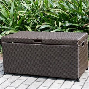 Afuera Living Modern Wicker Patio Storage Deck Box in Espresso