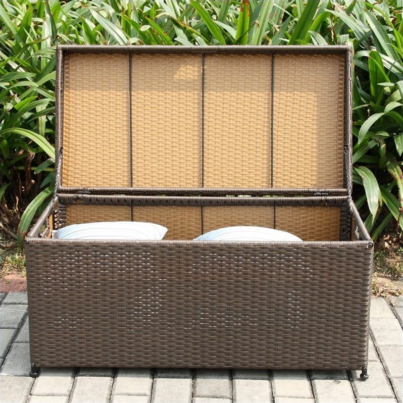 Afuera Living Modern Wicker Patio Storage Deck Box in Espresso