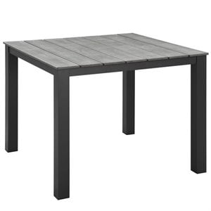 Afuera Living 39.5&quot Modern Aluminum Patio Dining Table in Brown/Gray